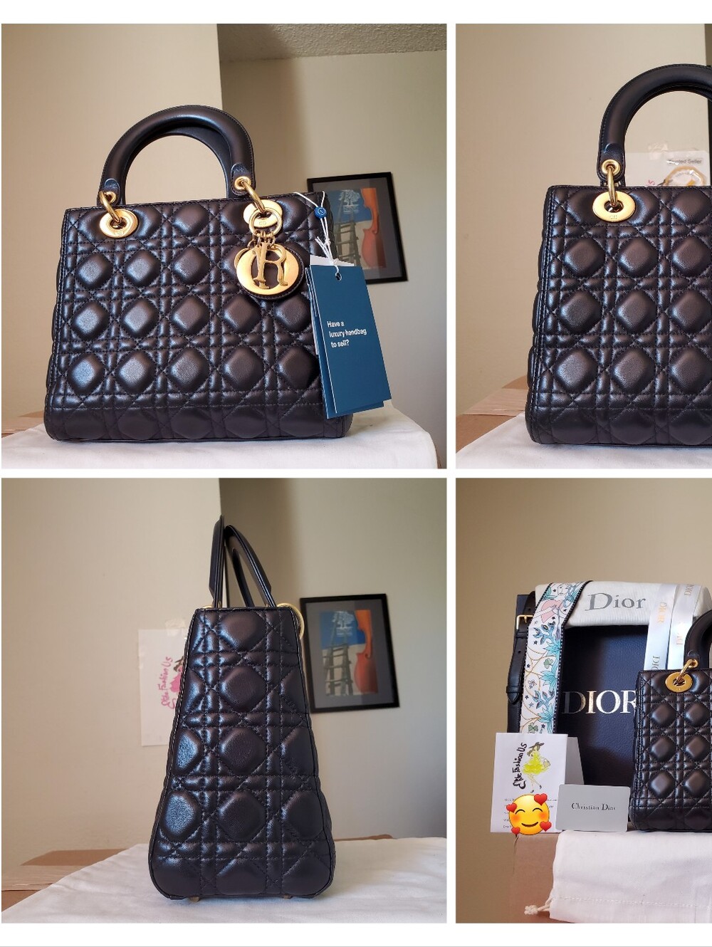 Lady DIOR black Lambskin Gold Hw Medium Bag - Picture 7 of 10